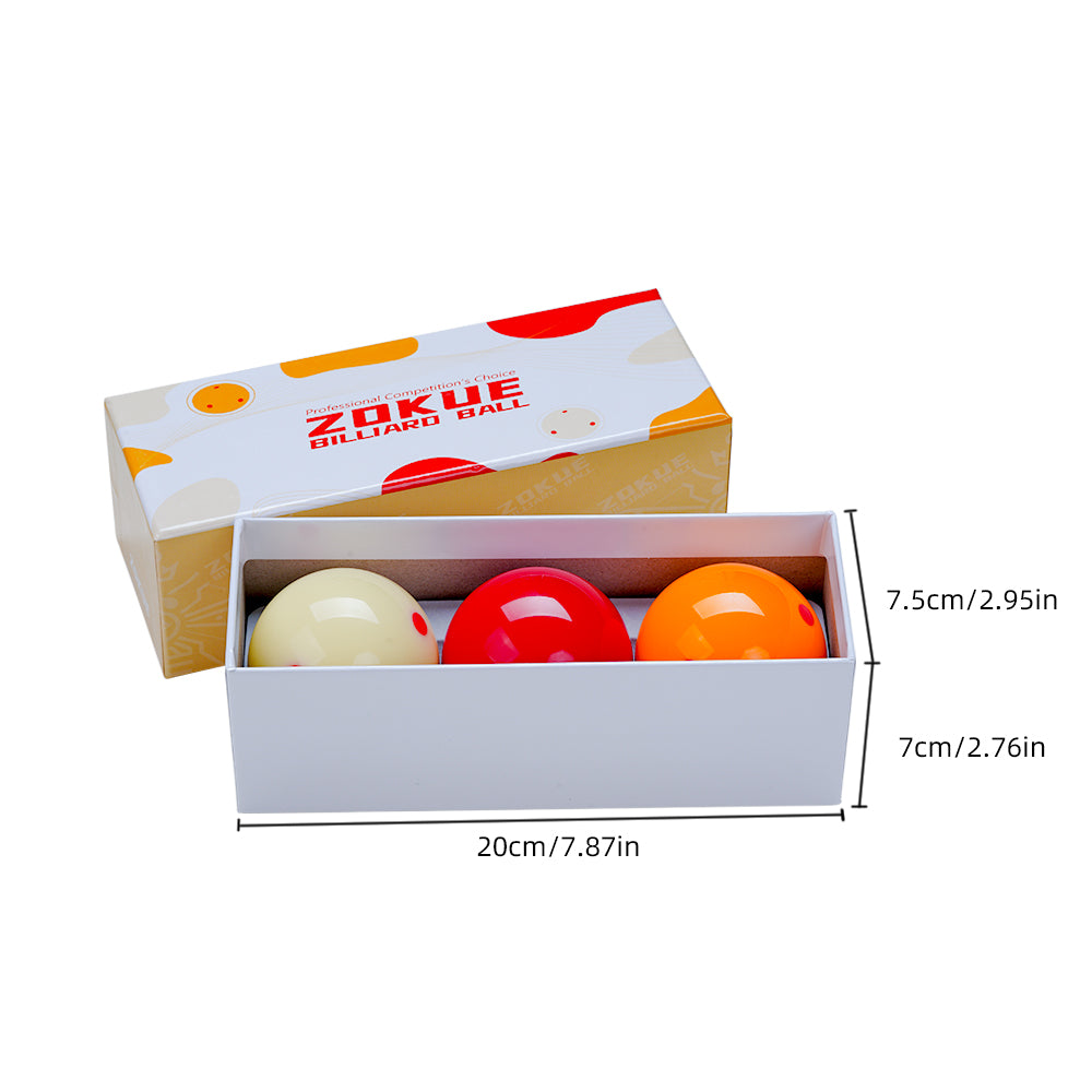 ZOKUE Carom Ball Set Carom Billiard Balls (61.5 mm) Complete 3 Ball Set for Beginner