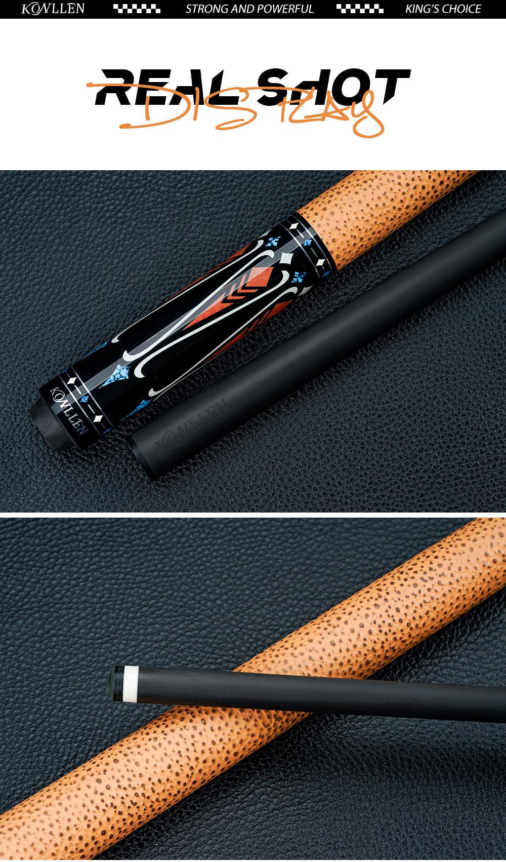 KONLLEN Billiard Carbon Fiber Pool Cue 12.5mm Tip 3*8/8 Joint Pin Professional Taper Leather Grip with case