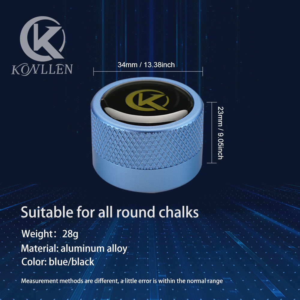 KONLLEN Round Pool Cue Taom Chalk Holder-Portable Metal Cue Chalk Holder Case for Billiard Carom Cue Snooker Sports Accessories