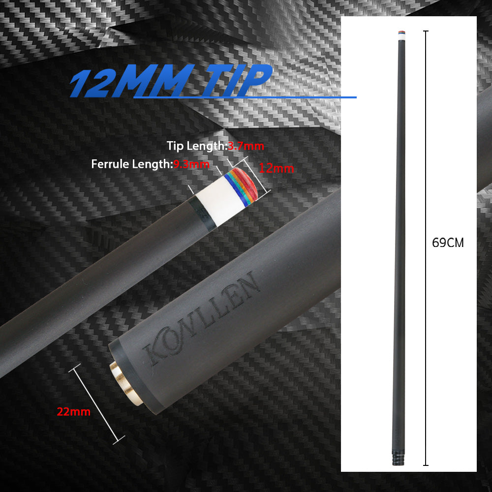 KONLLEN Billiard Carbon Fiber 3 Cushion Carom/Libre Cue Stick Shaft Uni-loc /Radial 3/8*8 Pin Joint Single Shaft for PERI