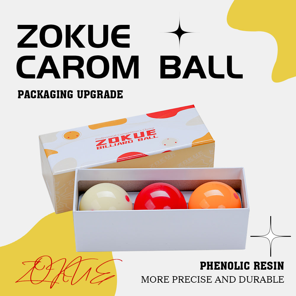 ZOKUE Carom Ball Set Carom Billiard Balls (61.5 mm) Complete 3 Ball Set for Beginner