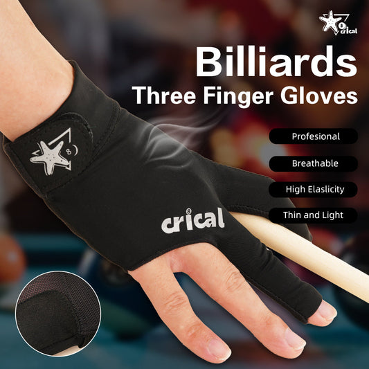 CRICAL 3 Fingers Billiard Glove Comfortable Lycra Snooker Cue Gloves Right Hand & Left Hand Billiard Training Gloves Accessories