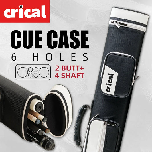 CRICAL Billiards Cue Case 6 Holes 2x4 Pool Cue Case Billiard Bag 2 Butts 4 Shafts 86cm Stick Carrying Case Billiard Accessories