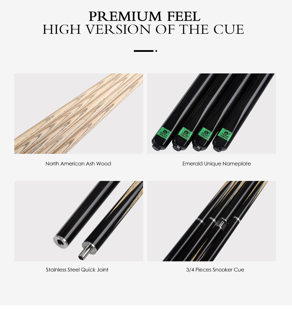 O'MIN Emerald 3/4 Snooker Cue Handmade 9.5mm Tip Case Top ebony Butt Extension Professional Billiard Snooker Cue High-end