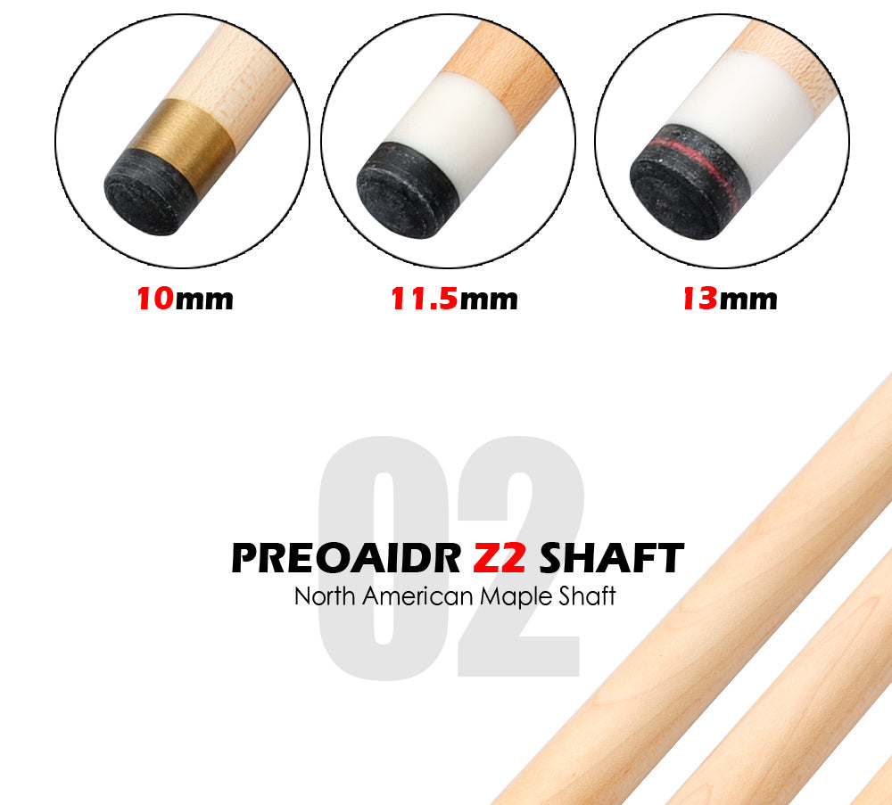 3142 Z2 Billiard Pool Stick Shaft 10mm 11.5mm 13mm Tip Single Maple Shaft