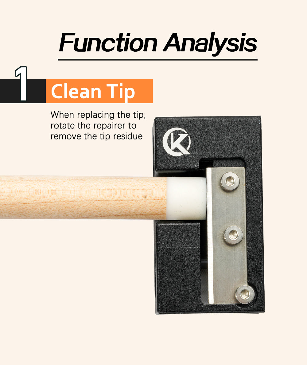 KONLLEN Billiard Tip Tool Multifunctional Tip Repair Shaper Cue Tip Replacement 8 in 1 9.5-13.2mm Tip