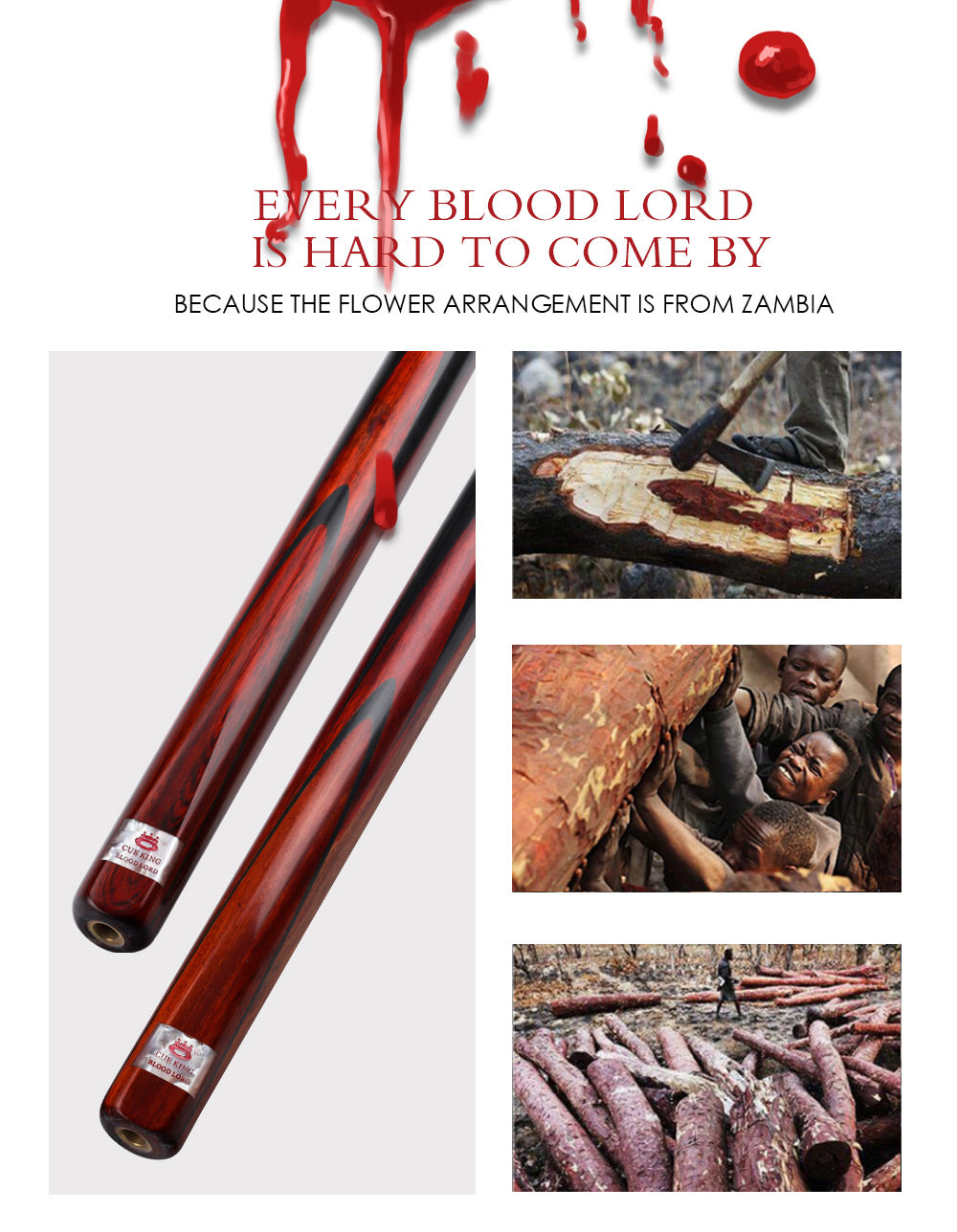 O'MIN Blood Lord 3/4 Snooker Cue Ebony Butt with Case with Extension Billiard Snooker 9.5mm Tip with  Free Gift