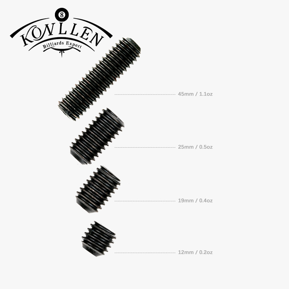 KONLLEN Weight Bolt Adjust 0.2/0.4/0.5/1.1oz 12/19/25/45mm 4 Pieces Set of Weight Bolt Adjustable Billiard Accessories