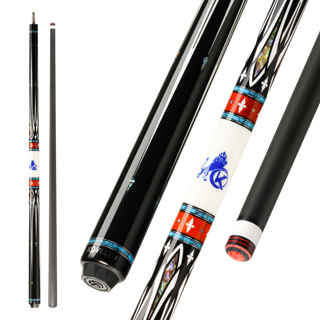 KONLLEN CAR-A1 Abalone Inlay Carbon Fiber Carom Billiard Cue Stick 12mm Tip 142cm