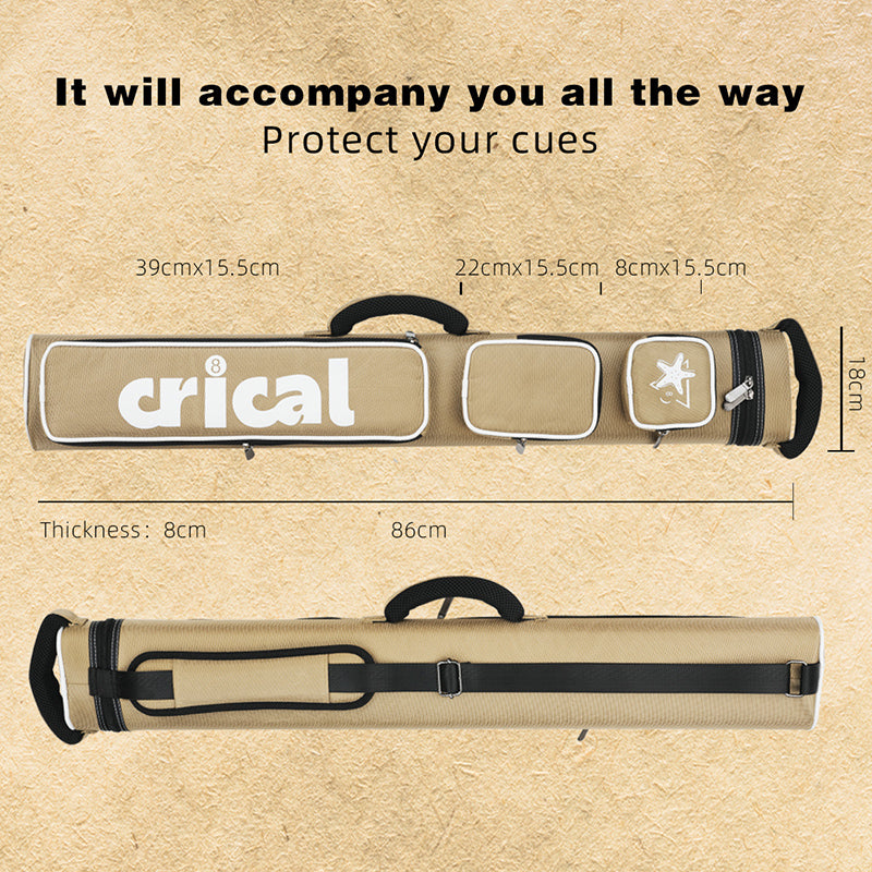 CRICAL Billiard Cue Case 6 Holes 2 Butts 4 Shafts Blue Black High Capacity Oxford Canvas Bag Carry Sturdy Wear-resistant Case