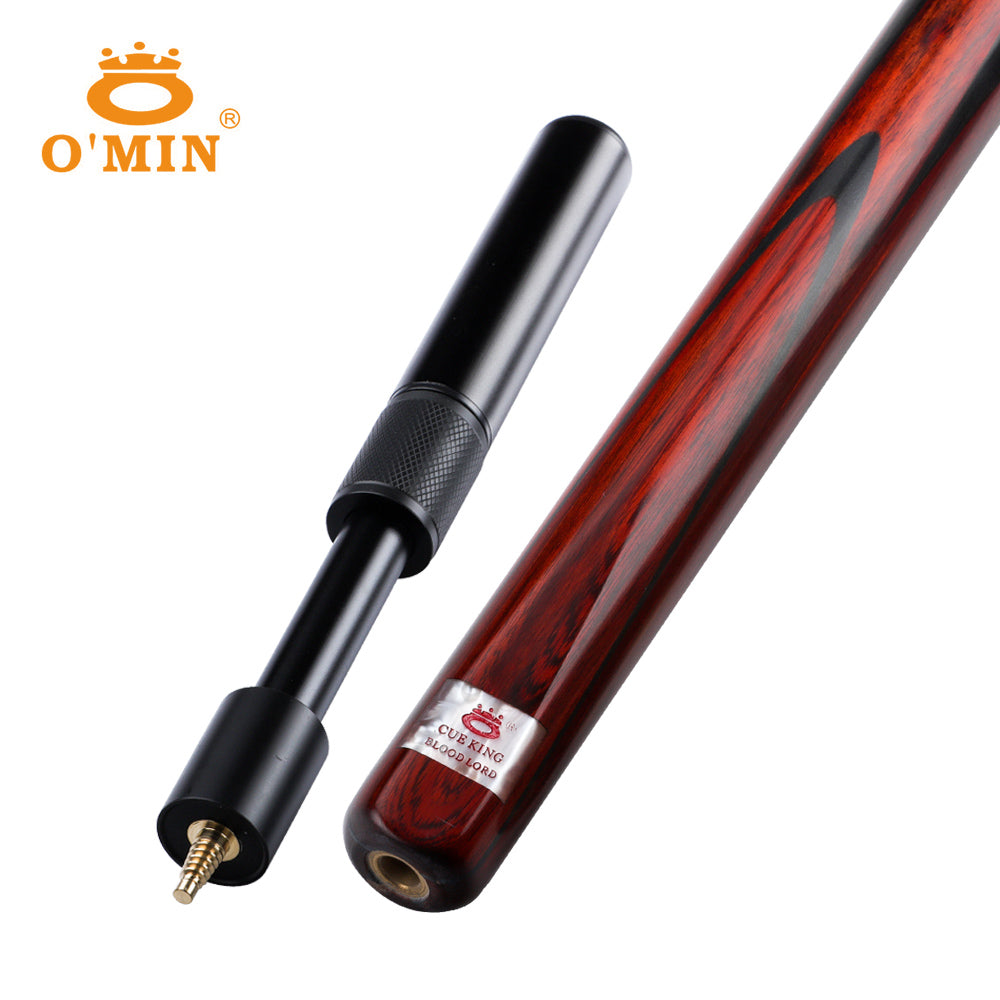 O'MIN Blood Lord 3/4 Snooker Cue Ebony Butt with Case with Extension Billiard Snooker 9.5mm Tip with  Free Gift