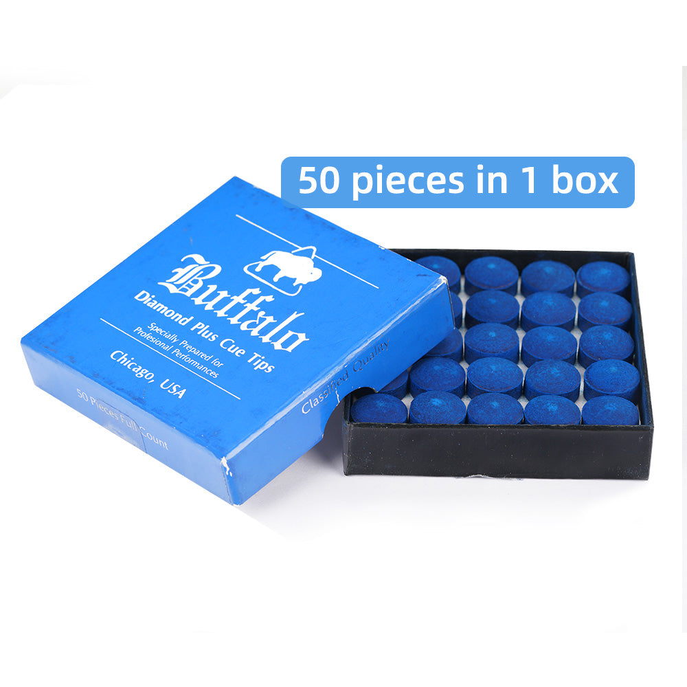 Original USA Buffalo Snooker Tips 11mm 13mm Medium Blue Diamond Plus Tips Blue Leather Tips Carom Pool Billiard Accessories