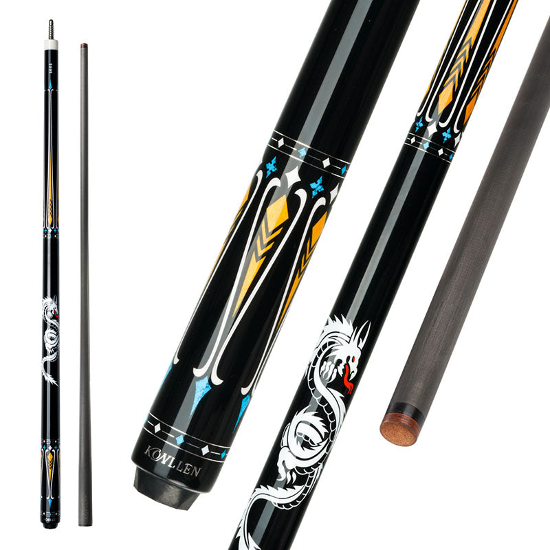 KONLLEN Carbon Fiber Pool Cue Stick Dragon Professional (Full Carbon Technology Low Deflection Billiard,12.5mm,147cm)