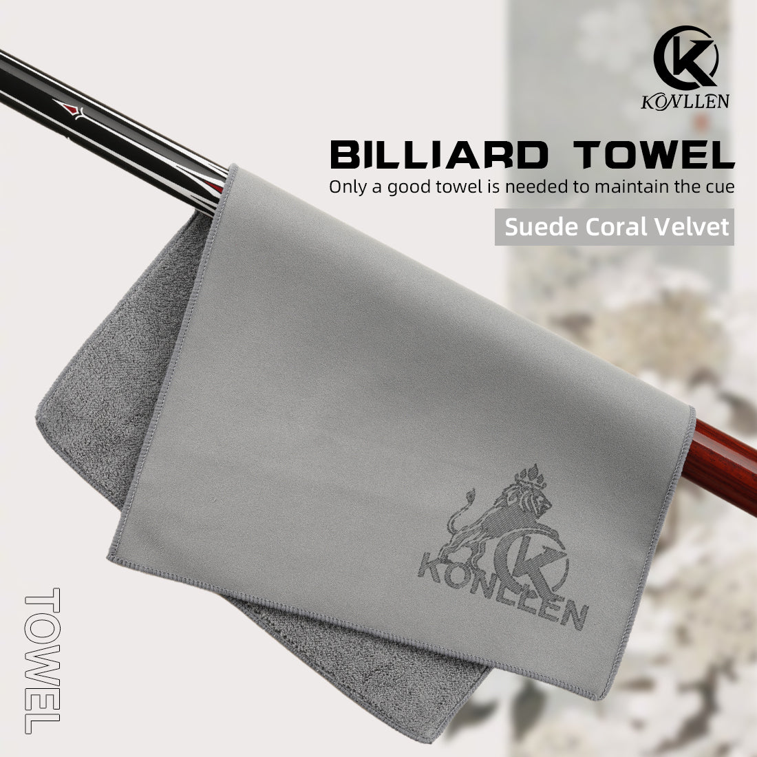 KONLLEN-Pool Cue Cleaning Towel, Multi-Function, Polished Rod, Wiping Cloth, Suede Towel, Billiards Accessories