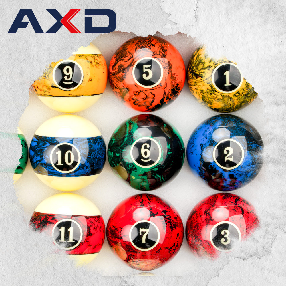 AXD Design 16pcs Billiard Pool Ball Set 57.2mm with Gifts Resin Balls Professional Nine Ball Marble Pattern