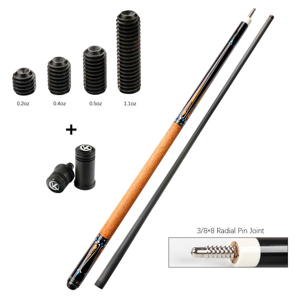 KONLLEN Billiard Carbon Fiber Pool Cue 12.5mm Tip 3*8/8 Joint Pin Professional Taper Leather Grip with case