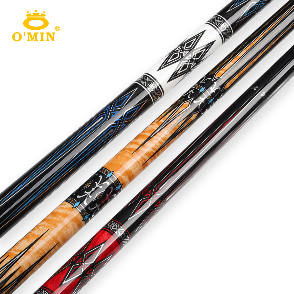 OMIN XF-A1-3 Pool Cue 12.8mm Tip Maple Shaft with Carbon Tube 55cm with OMIN bag