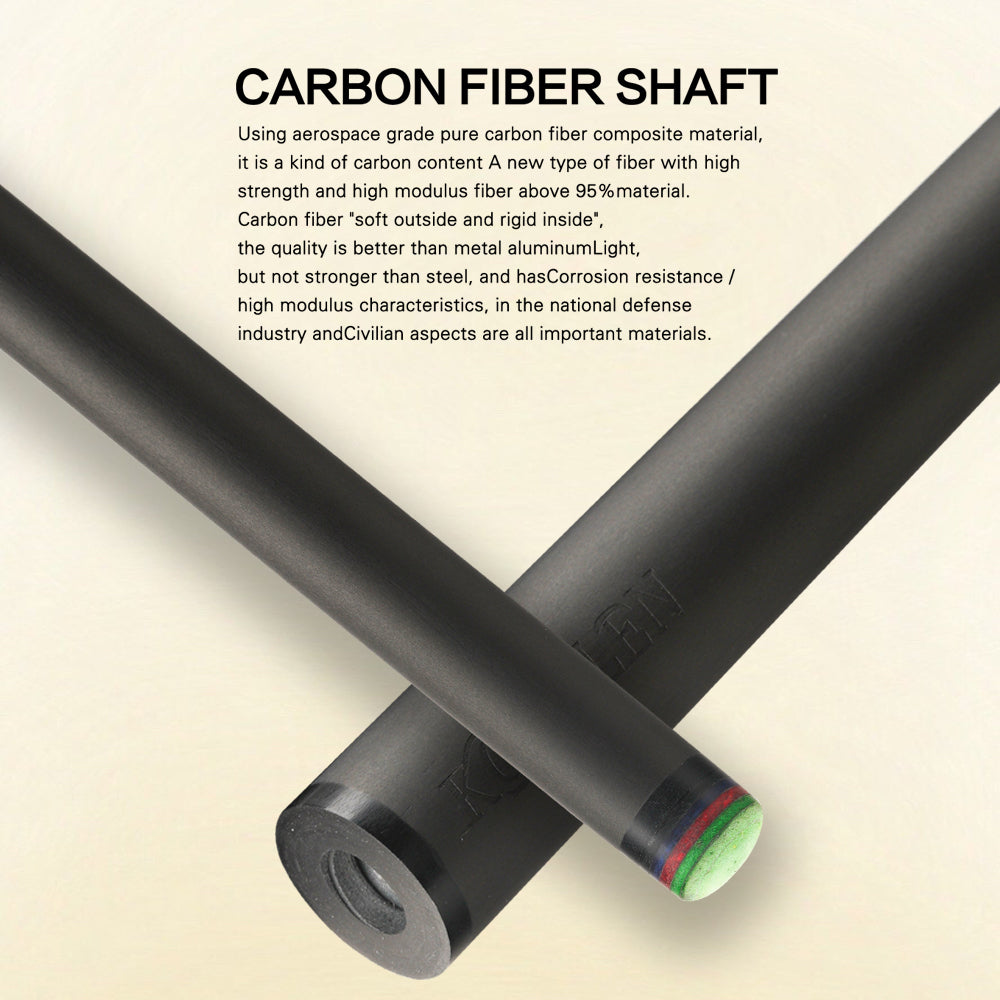 KONLLEN LW Series Carbon Fiber Pool Cue Stick Professional Cues (Full Carbon Technology Low Deflection Billiard Cue Stick,12.5mm,147cm)