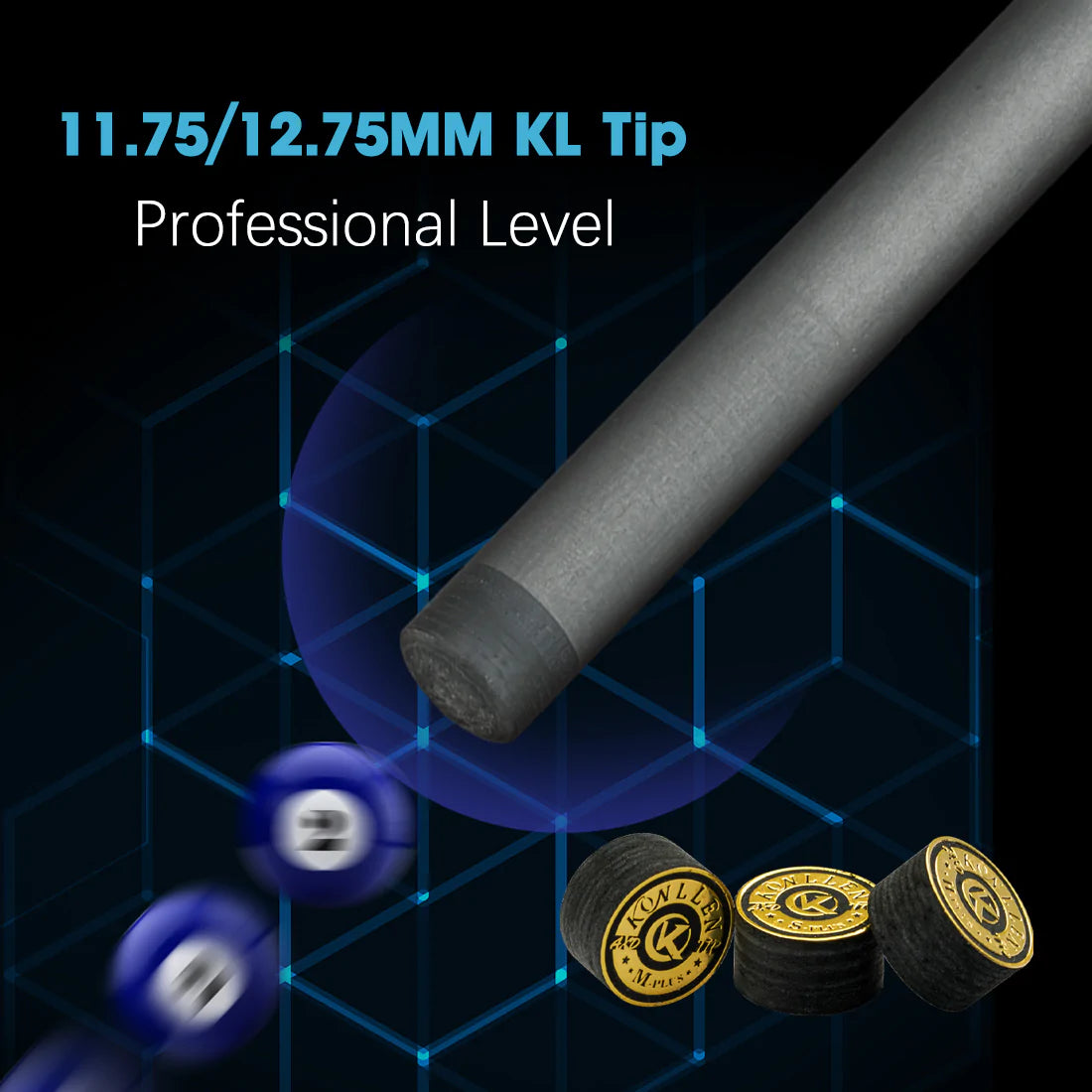 KONLLEN Carbon Fiber Shaft 11.75mm/12.75mm Tip 3/8*8 Radial Pin Joint Technology Low Deflection Billiard Cue Stick Shaft