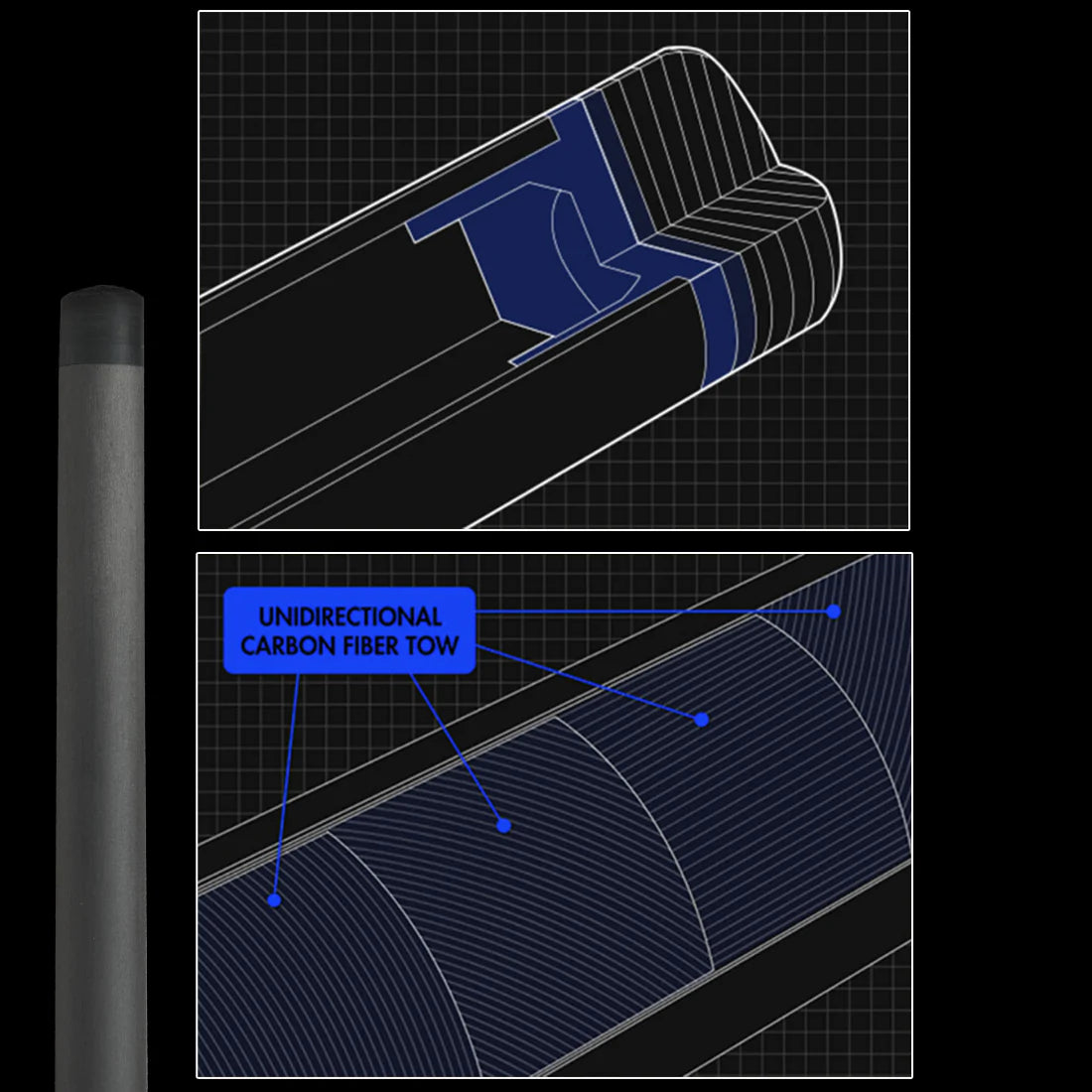 KONLLEN Carbon Fiber Shaft 11.75mm/12.75mm Tip 3/8*8 Radial Pin Joint Technology Low Deflection Billiard Cue Stick Shaft