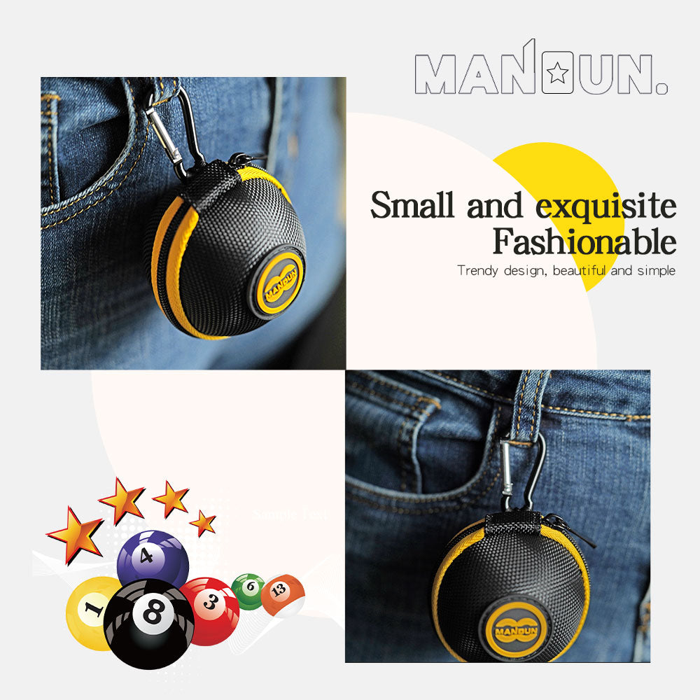 MANDUN Clip-on Cue Ball Case Nylon Fleece Material Premium Training Balls Case