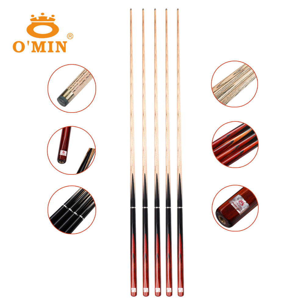 O'MIN Blood Lord 3/4 Snooker Cue Ebony Butt with Case with Extension Billiard Snooker 9.5mm Tip with  Free Gift