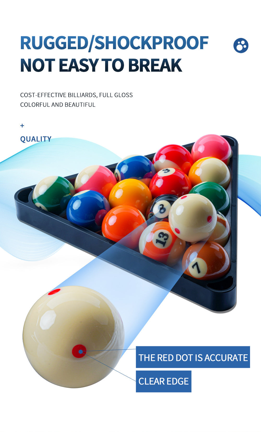 XinKang Billiard Balls 57.2mm Pool Balls Standard 16 Balls Set Phenolic Resin Balls