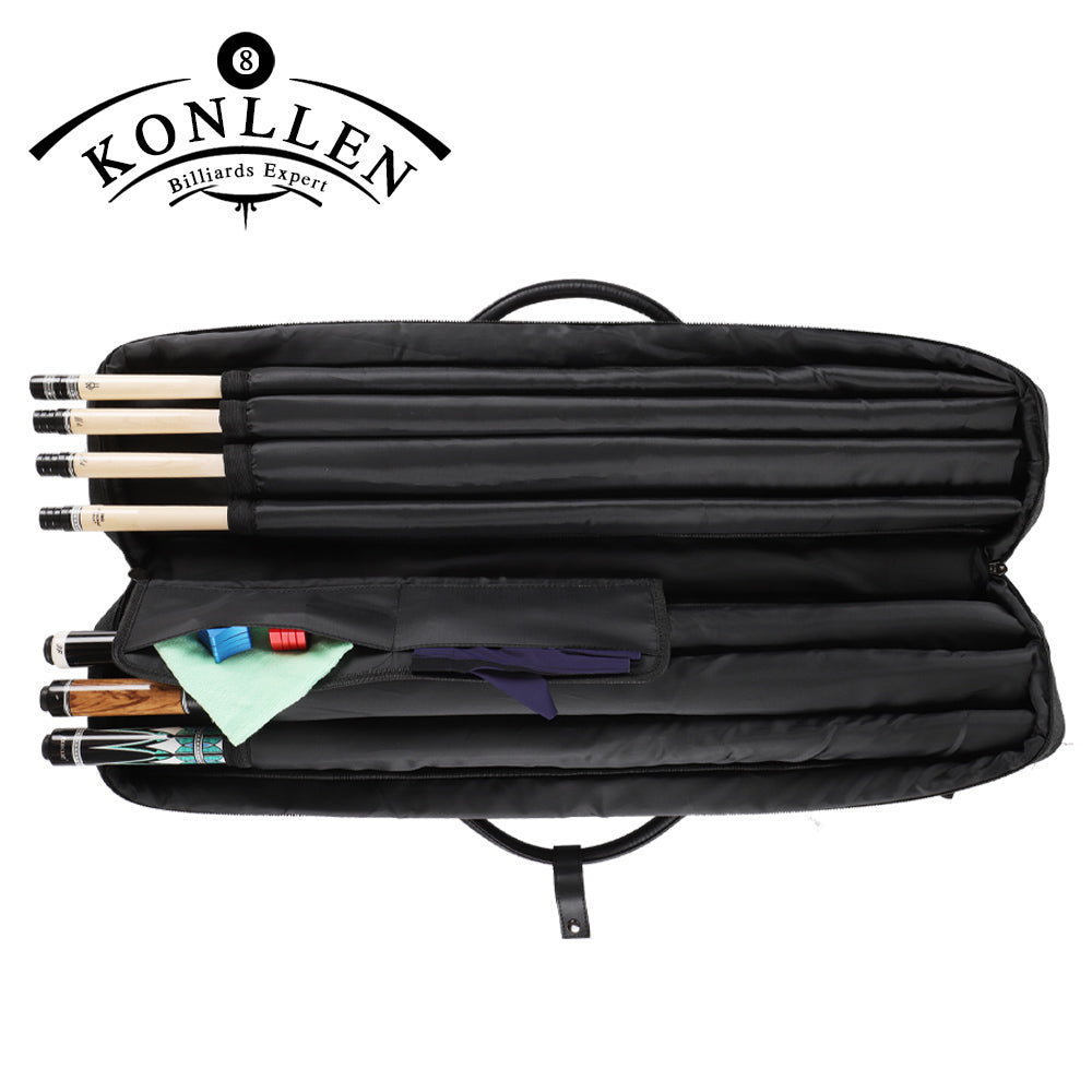 KONLLEN 7 Holes Cue Case 3 Butt 4 Shafts Carrying Large Capacity Pocket Oxford Canvas Bag Wear-resistant Case