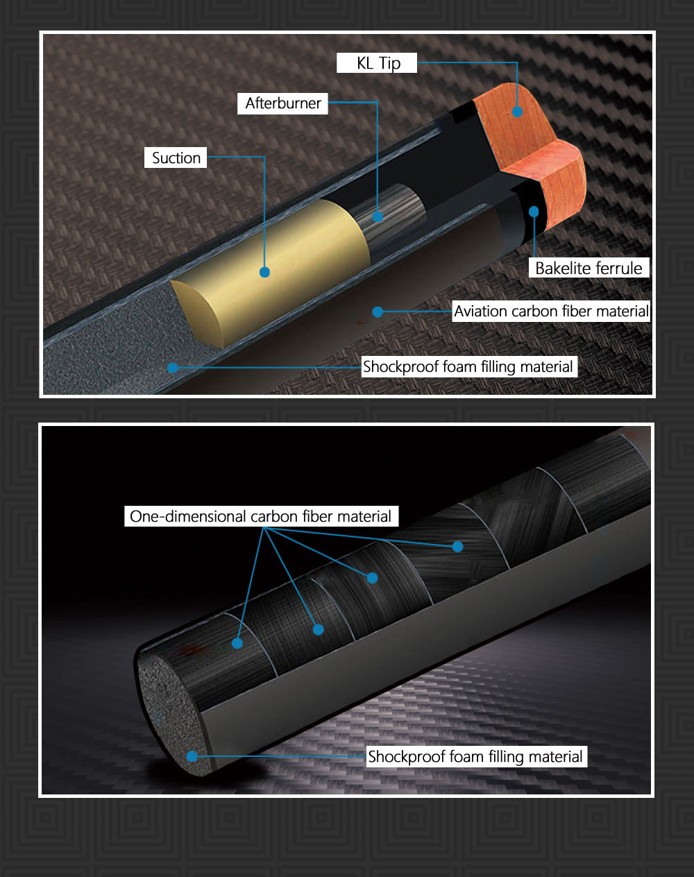 KONLLEN  AING-1F  Pool Cue Stick Carbon Fiber