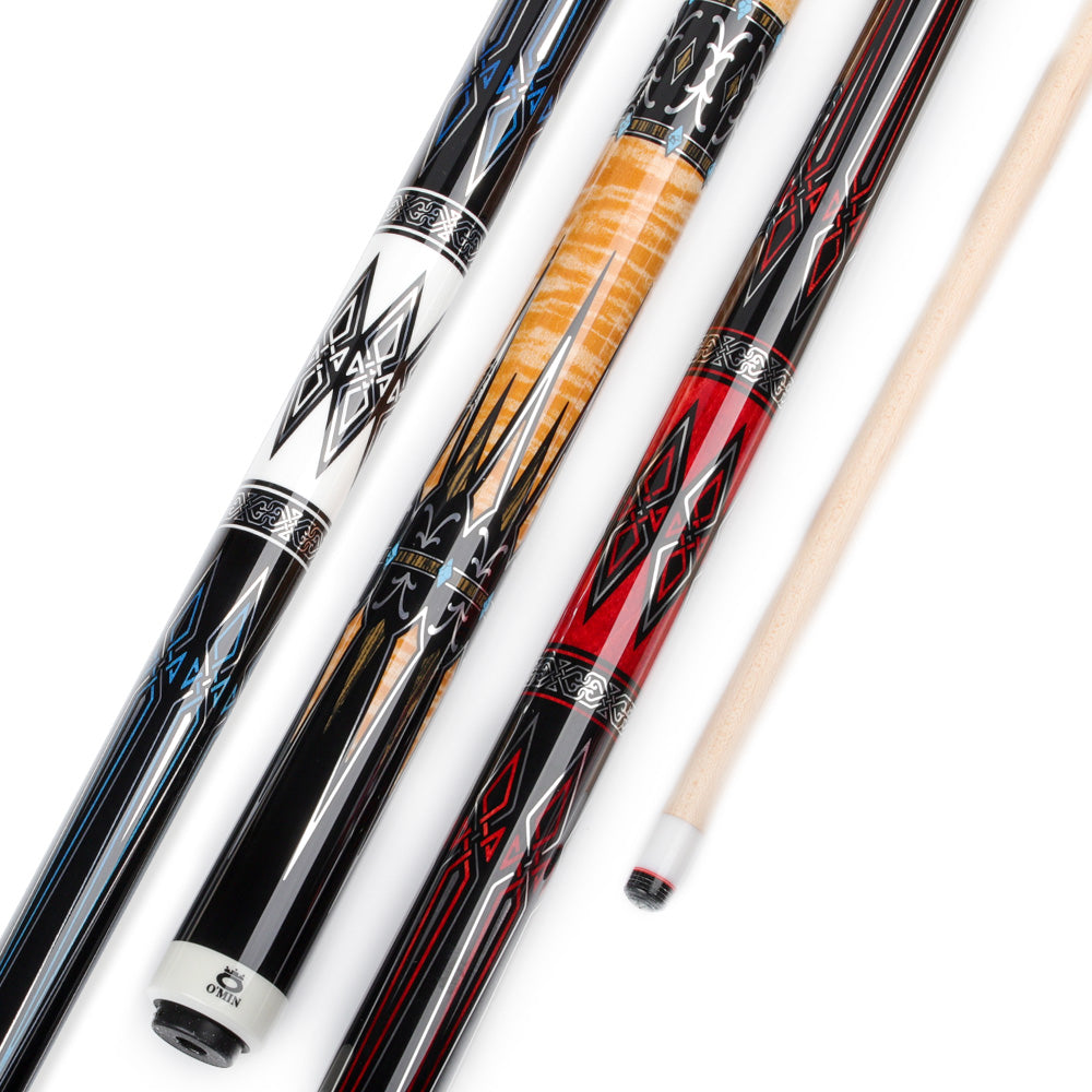 OMIN XF-A1-3 Pool Cue 12.8mm Tip Maple Shaft with Carbon Tube 55cm with OMIN bag