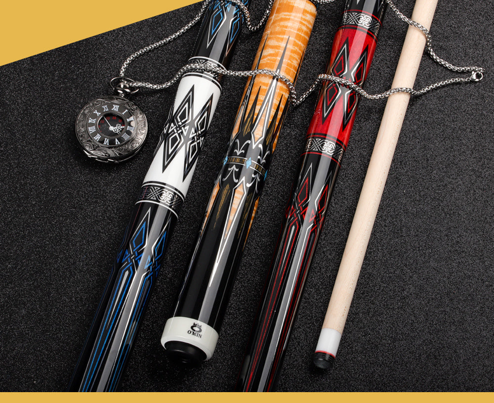 OMIN XF-A1-3 Pool Cue 12.8mm Tip Maple Shaft with Carbon Tube 55cm with OMIN bag