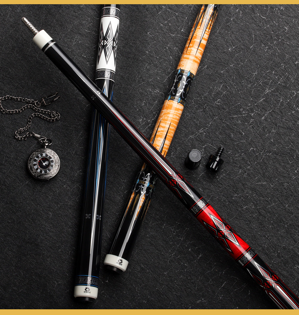 OMIN XF-A1-3 Pool Cue 12.8mm Tip Maple Shaft with Carbon Tube 55cm with OMIN bag