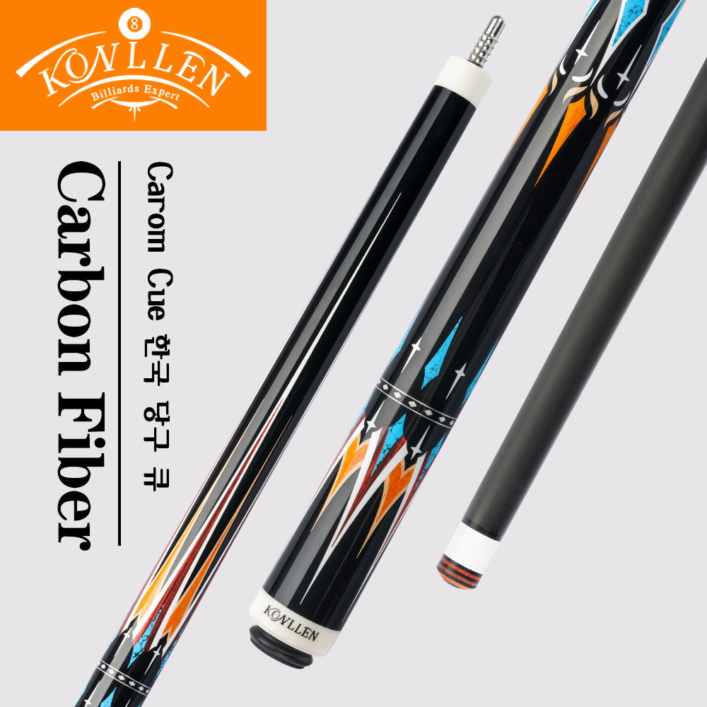 New KONLLEN 3 Cushion Carbon Carom Cues Carbon Fiber Shafts 12mm Tip 142cm Radial Pin Kit Joint Professional Korea 3 Cushion Cue