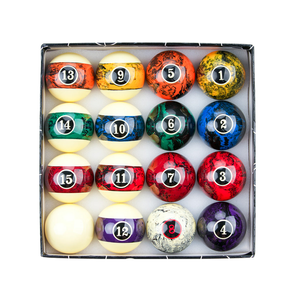 AXD Design 16pcs Billiard Pool Ball Set 57.2mm with Gifts Resin Balls Professional Nine Ball Marble Pattern