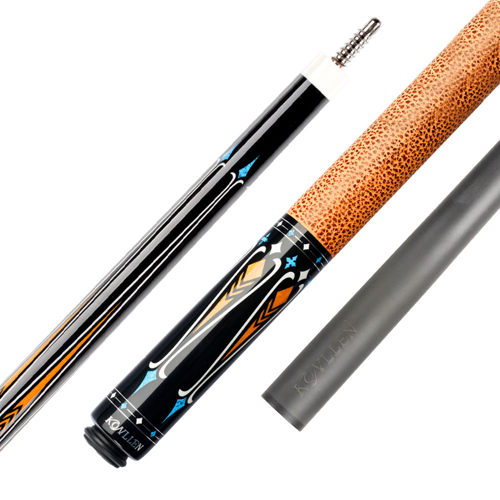 KONLLEN Billiard Carbon Fiber Pool Cue 12.5mm Tip 3*8/8 Joint Pin Professional Taper Leather Grip with case