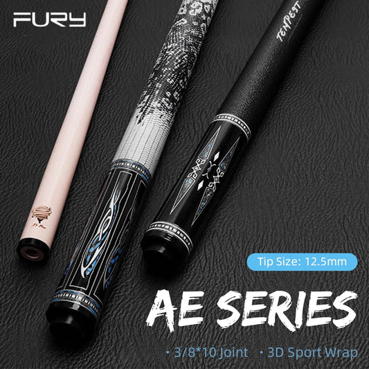 FURY 58" 1/2 Hurricane AE-1/2/3/4/5/6  Billiard Pool Cue Stick 12.5mm + Case Set