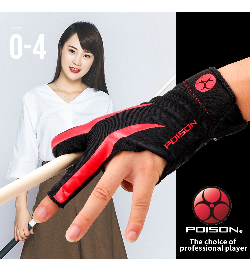 Original POISON Gloves Billiard Gloves One Piece Non-slip Lycra Fabric Pool Gloves Snooker Glove