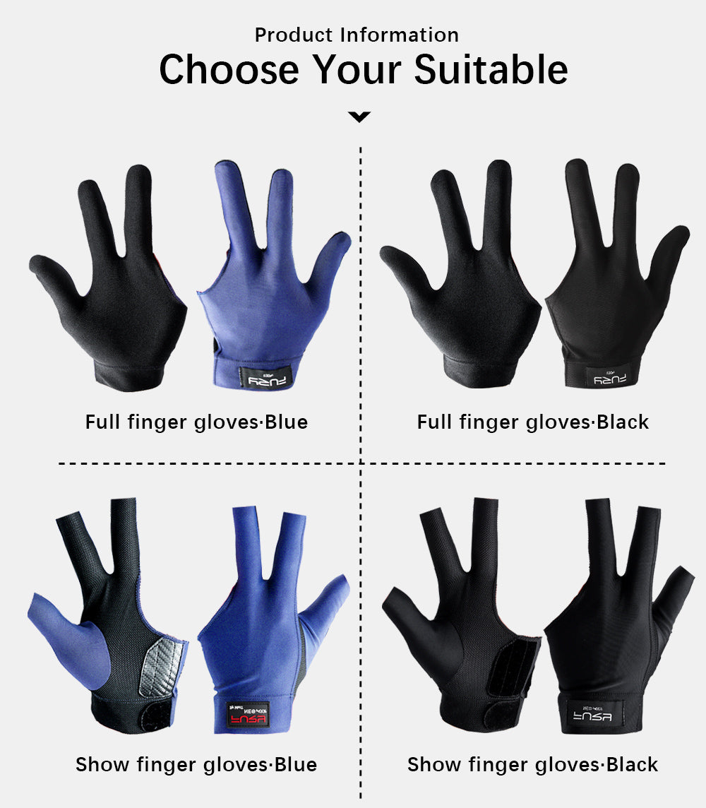 FURY Gloves Billiard Gloves Blue/Black Non-slip Lycra Fabric Pool Gloves Snooker Glove Billiard Accessories