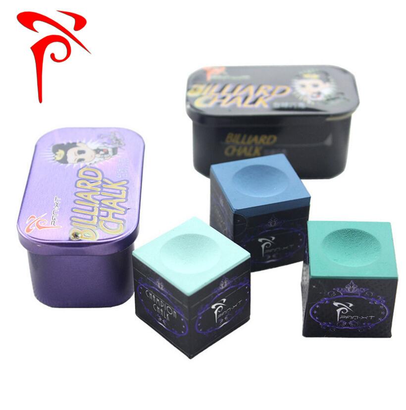 PXT Pan XT Tailor-made Chalk Powder Pool Snooker Metal Box Professional Accessories 2-Pieces Green Blue Chalk with Good Box