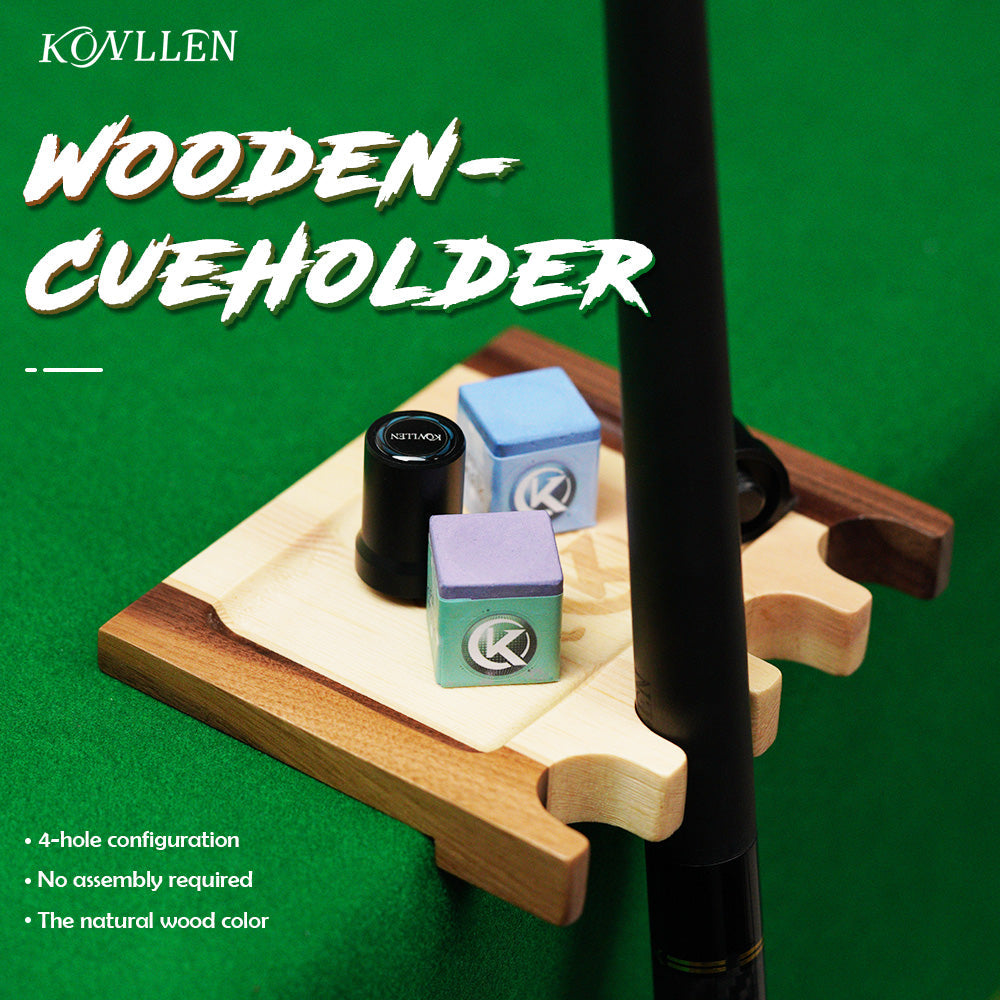 KONLLEN Billiard Pool Cue Stick Holder Rest Portable Cue Holder 4 Cues Wood Durable Billiard Cue Rack for Pool Bars Accessories