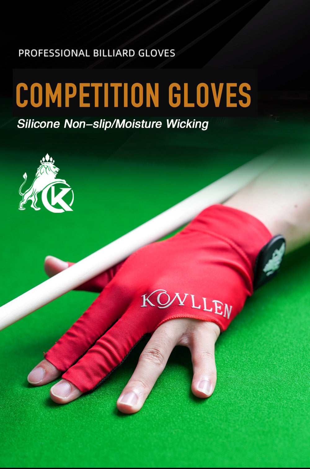 KONLLEN new Pool Glove Fingerless Gloves Left Hand Gloves Snooker Gloves Pool Cue/Carom Gloves Durable Billiards Accessories