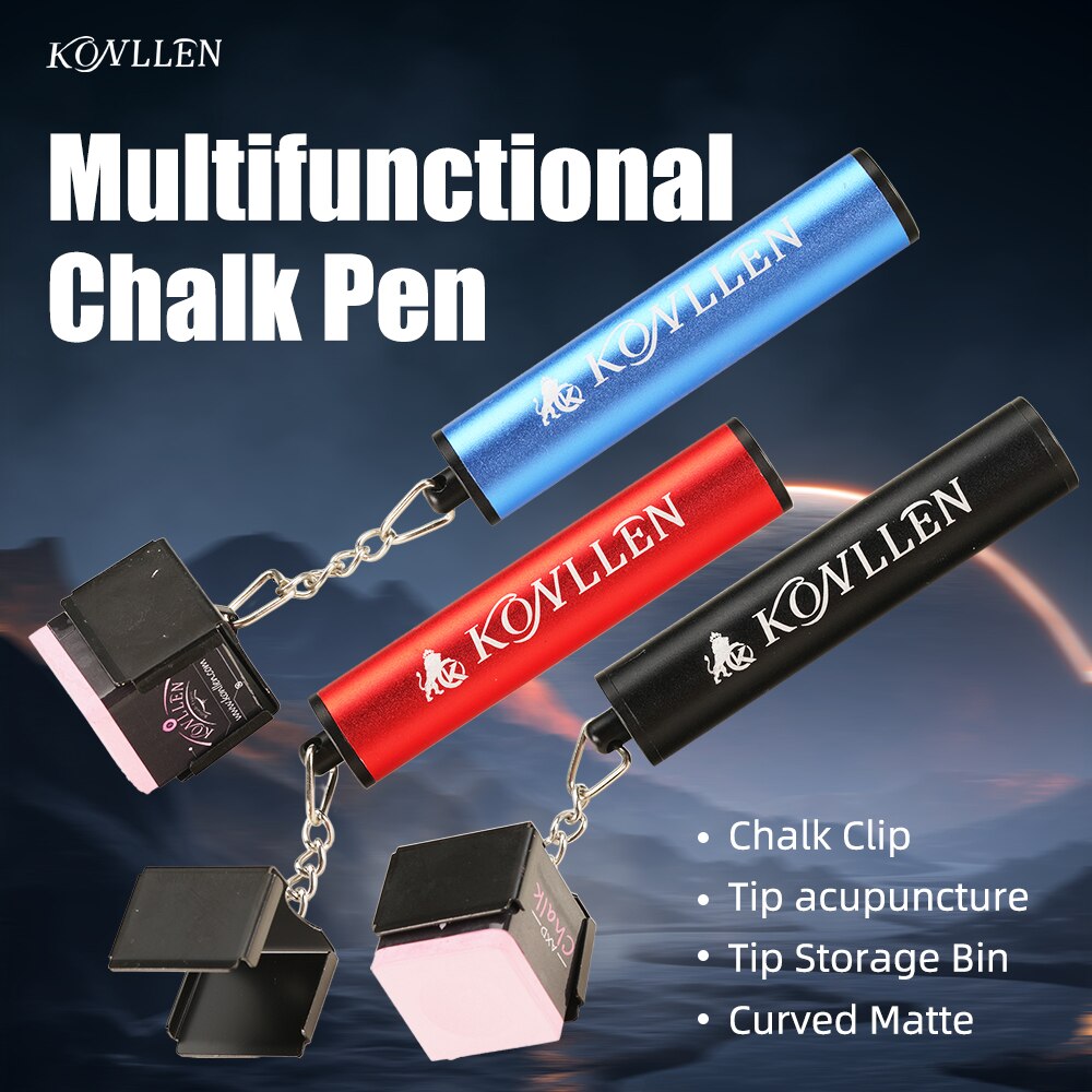 KONLLEN 4 in 1 Chalk Holder for Billiards Portable Pool Snooker Cue Tip Pricker Non-Slip Tips Storage Billiard Table Accessories