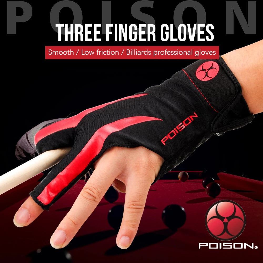 Original POISON Gloves Billiard Gloves One Piece Non-slip Lycra Fabric Pool Gloves Snooker Glove