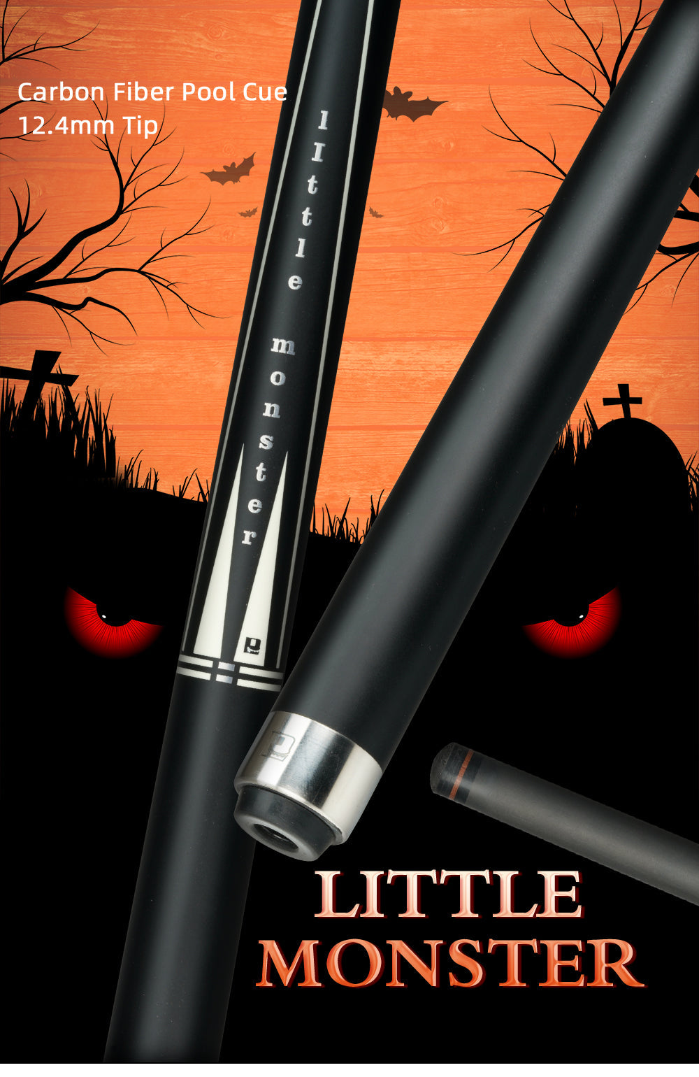 Little Monster Carbon Cue 12.4mm Tip 147cm Length Carbon Fiber Shaft 1/2 Split Cue Uniloc Joint Technology Butt Pool Cue Stick