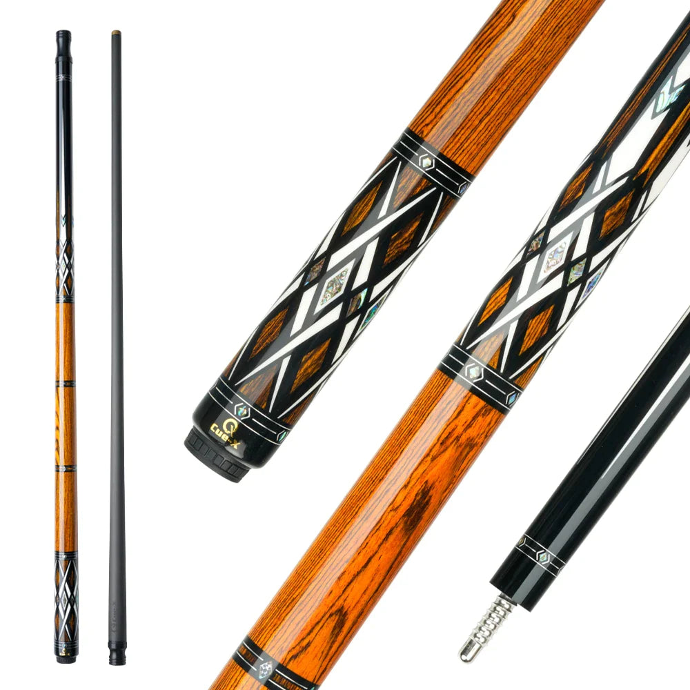CUE-X HQ-07F Carbon Fiber Technology 1/2 Billiard Pool Cue Stick 12.5mm 3/8*8 Radial Pin Joint Low Deflection Carbon Cue Kit