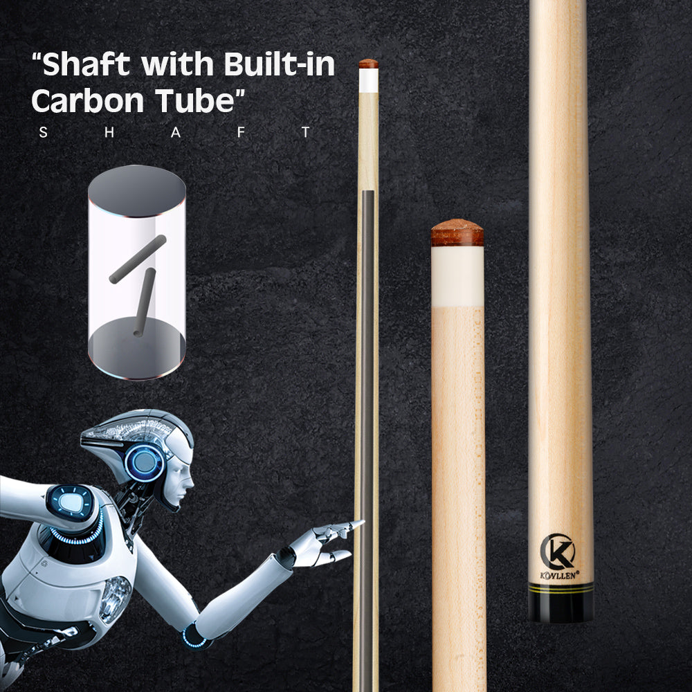 KONLLEN AK Carbon Fiber Billiard Cue Stick Carbon Technology Double Shafts Inlay Cue Radial 3*8/8 Pin Billiards Pool Cue Kit