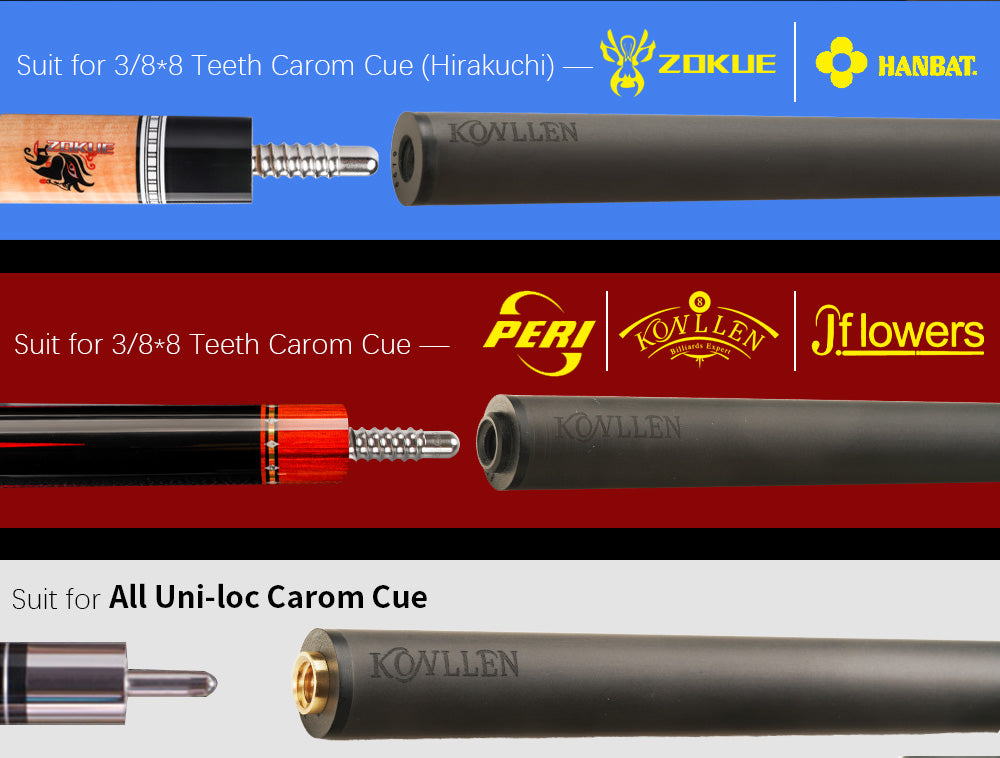 KONLLEN new Billiard Carbon Fiber 3 Cushion Carom/Libre Cue Stick Shaft Uni-loc /Radial 3/8*8 Pin Joint Single Shaft for PERI