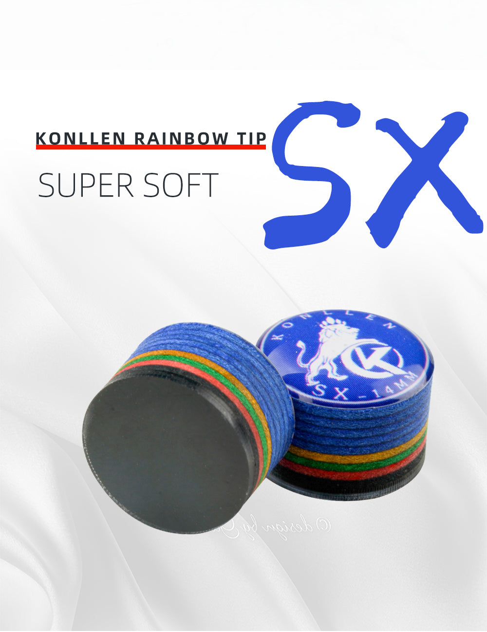 KONLLEN Rainbow Billiards Tip with Clear SX/SS/S/M/MH/H 11mm/14mm Pool Cue Tip 9 Layers Of Pigskin Cue Head Accessory 1 Piece